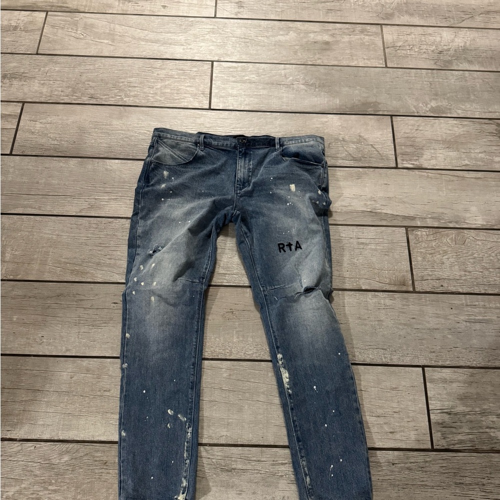 RtA Blue Skinny Jeans with Distressed Finish